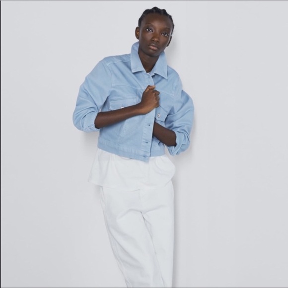 ZARA Denim Jacket Light Blue Size Medium NWT - Picture 4 of 12